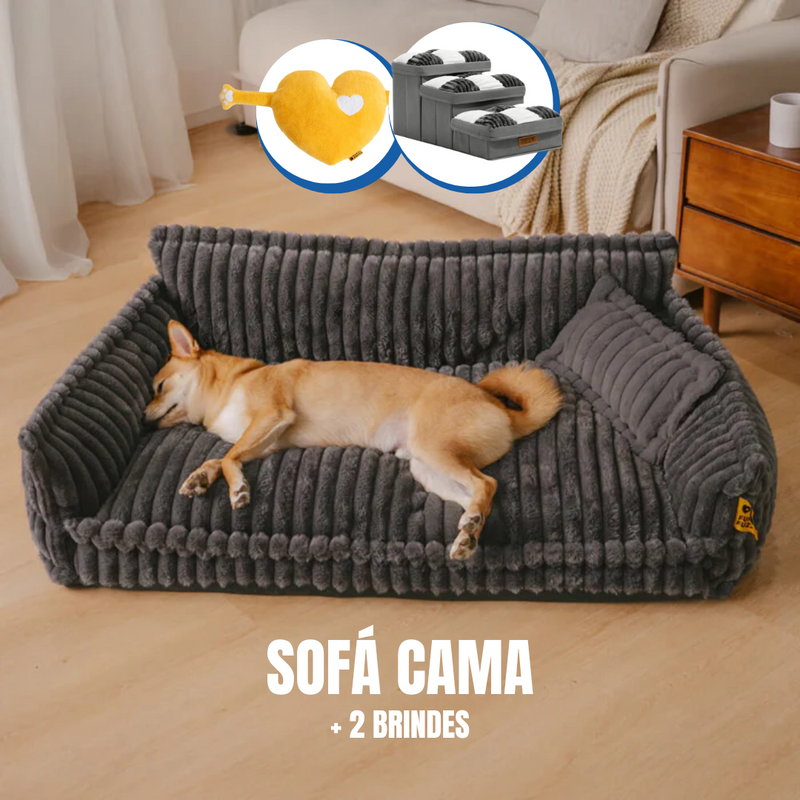 Sofá Cama Pet - Ortopédico + Escadinha e Pelúcia de Brinde